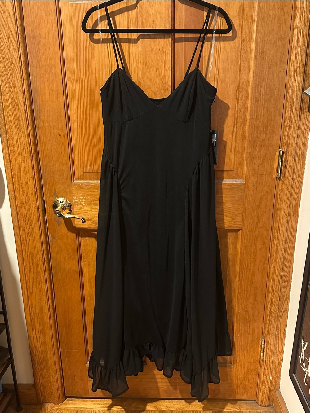 Future Collective Black Spaghetti Strap Midi Dress